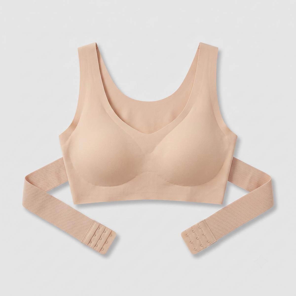 LivForme™ Cross-Back Posture Support Bra — flat lay front, Beige