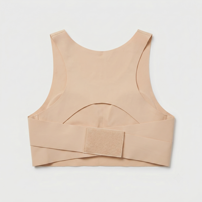 LivForme™ Cross-Back Posture Support Bra — flat lay back, Beige