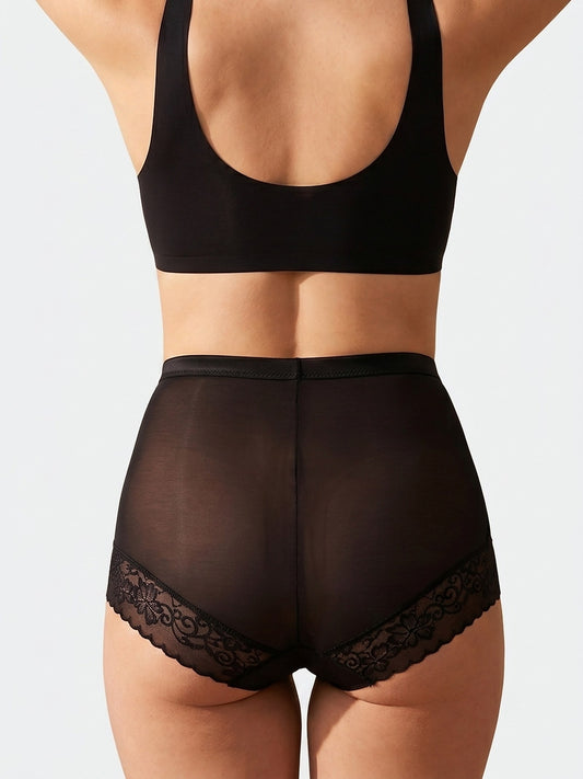 LivForme™ Cross-Compression Tummy Control Brief — on-model back, Black