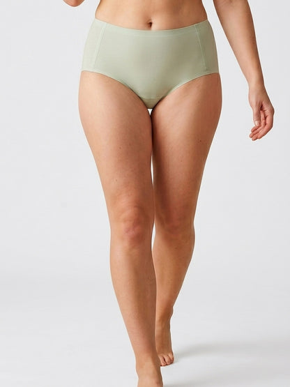 LivMist™ Seamless Sport Brief — on-model front, Soft Green