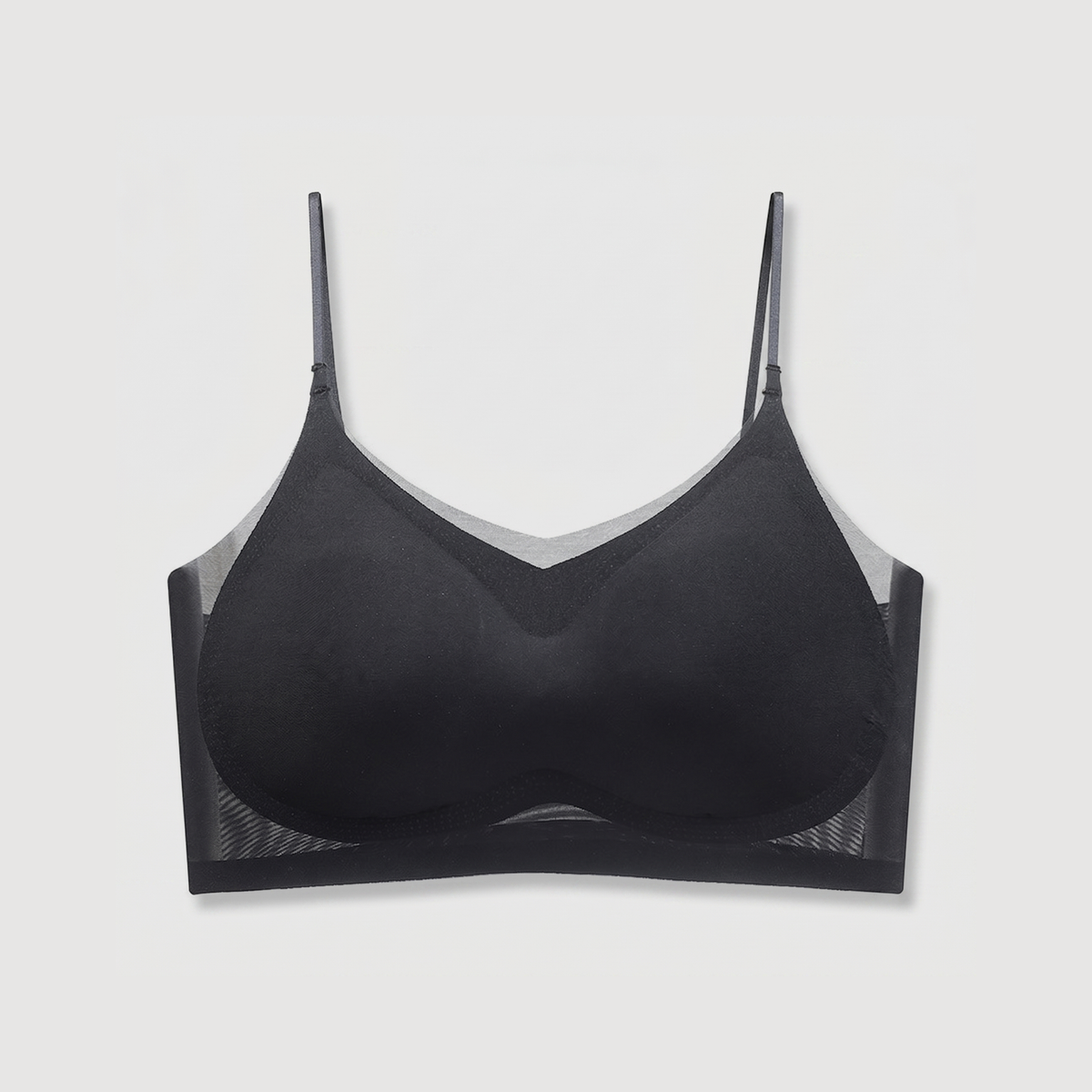 AirLight™ Sheer Cooling Wireless Bra — Black colorway flat lay