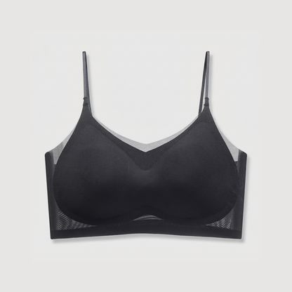 AirLight™ Sheer Cooling Wireless Bra — Black colorway flat lay