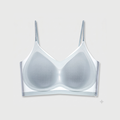 AirLight™ Sheer Cooling Wireless Bra — Blue colorway flat lay