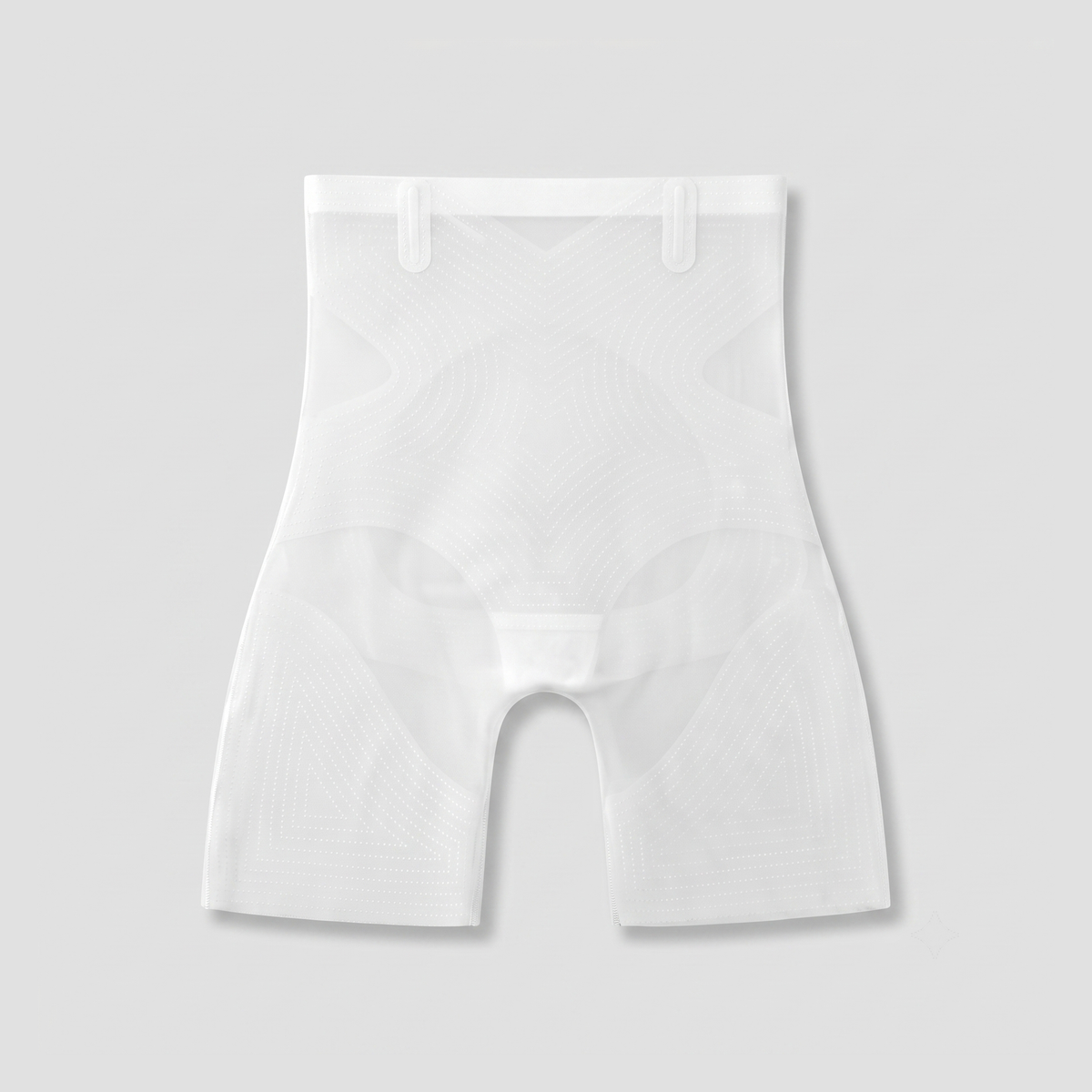LivForme™ Mid-Thigh Shaper Shorts — White flat lay (front)