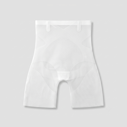 LivForme™ Mid-Thigh Shaper Shorts — White flat lay (front)