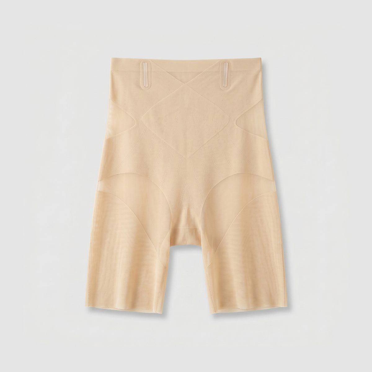 LivForme™ Mid-Thigh Shaper Shorts — Beige colorway flat lay