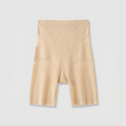 LivForme™ Mid-Thigh Shaper Shorts — Beige colorway flat lay