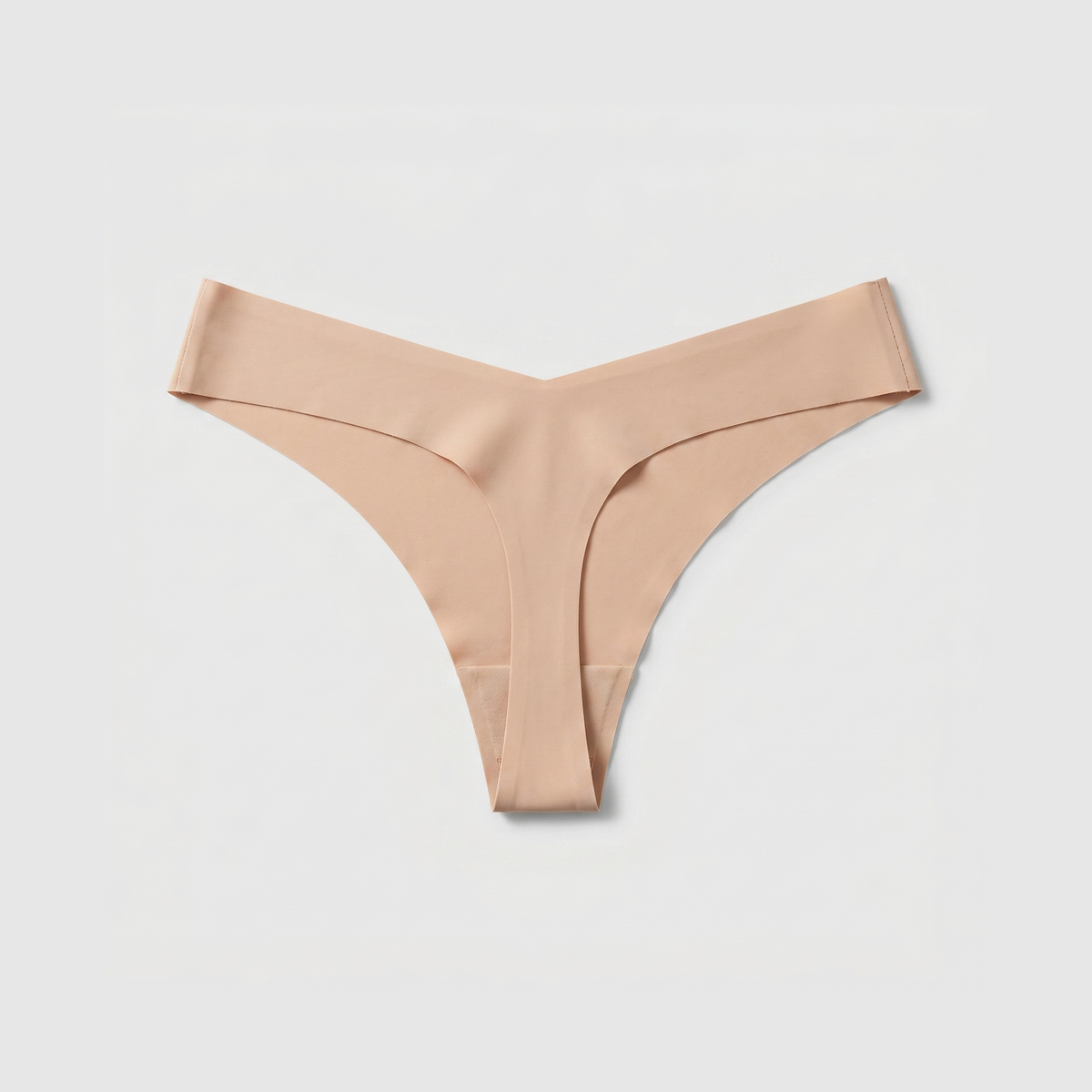 LivMist™ Seamless Low-Rise Thong — Beige flat lay (back)