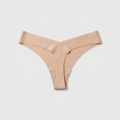 LivMist™ Seamless Low-Rise Thong — Beige flat lay (back)
