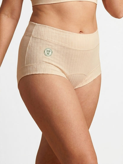 LivBliss™ Organic Cotton Boxer Brief — on-model front, Apricot