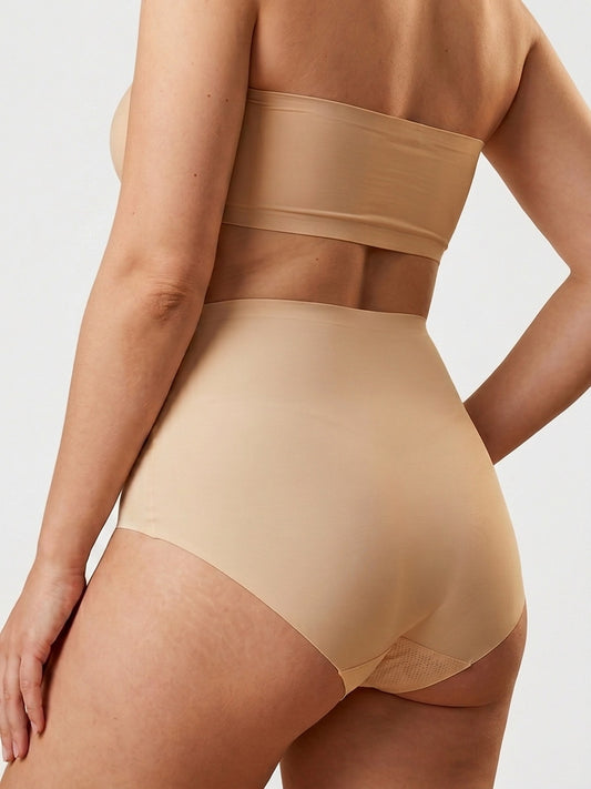 Peach Butt Ice-Silk Panties — on-model back, Beige