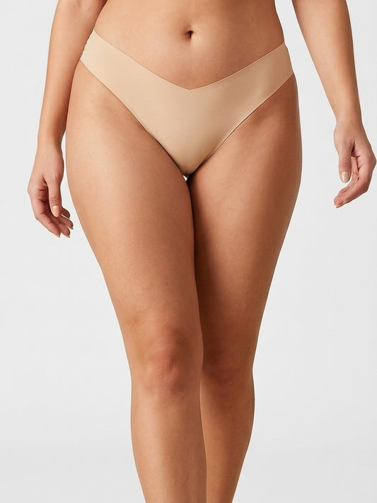 LivMist™ Seamless Low-Rise Thong — on-model front, Beige