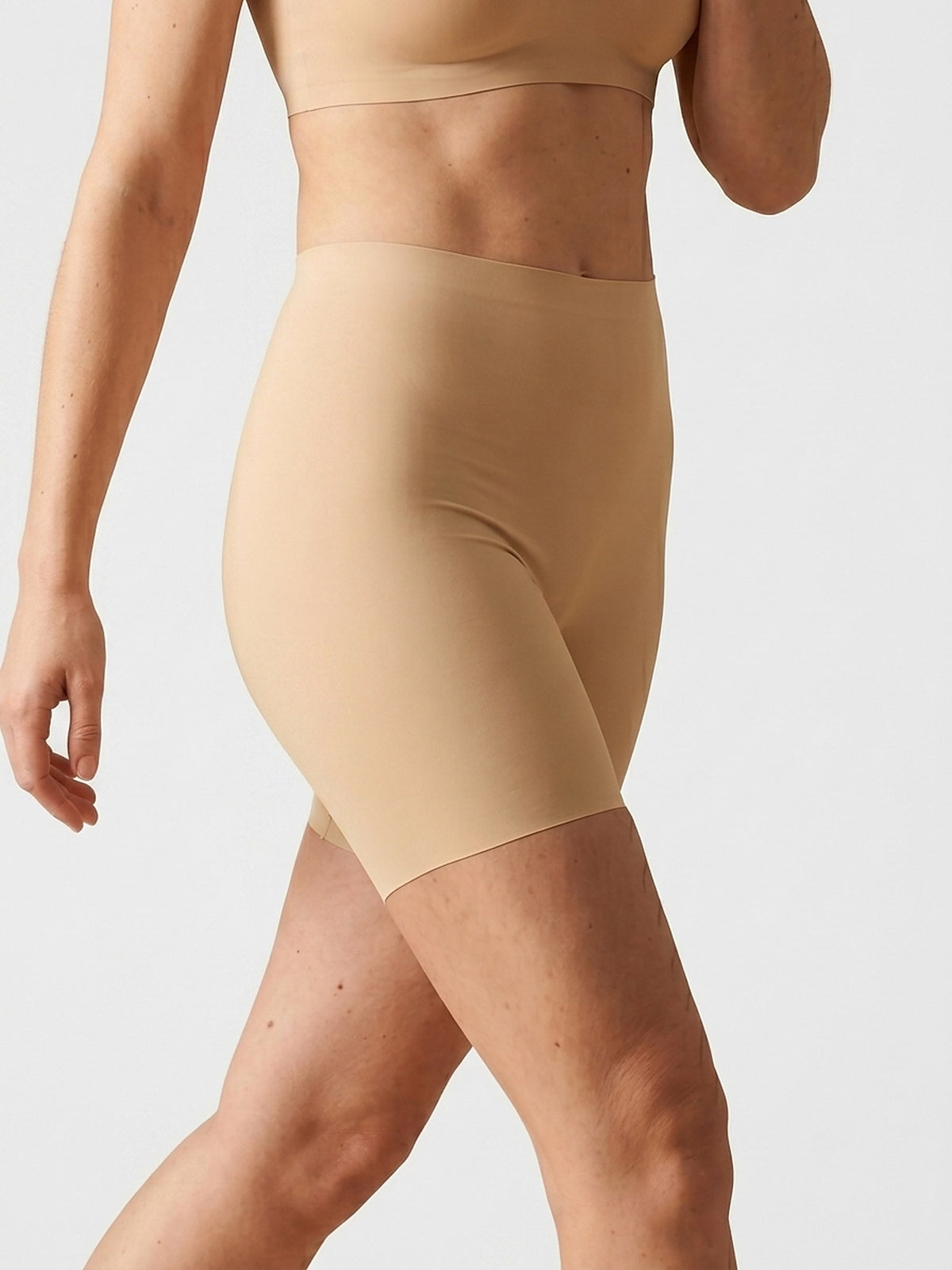 LivCalm™ Seamless Safety Shorts — on-model front, Beige