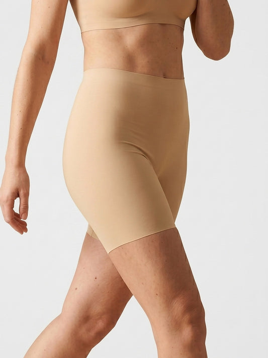 LivCalm™ Seamless Safety Shorts — on-model front, Beige