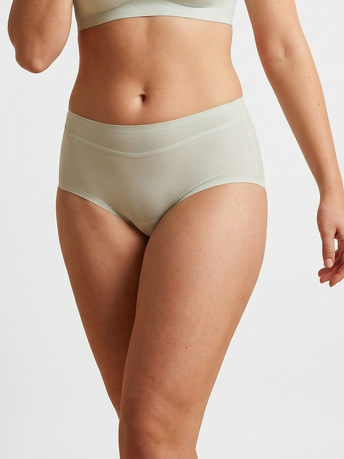 LivBliss™ Smile-Line Ice Silk Brief — on-model front, Dusty Mint