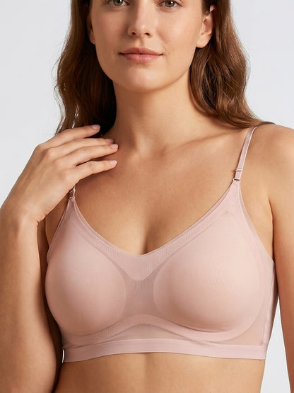 AirLight™ Sheer Cooling Wireless Bra — on-model front, Pink